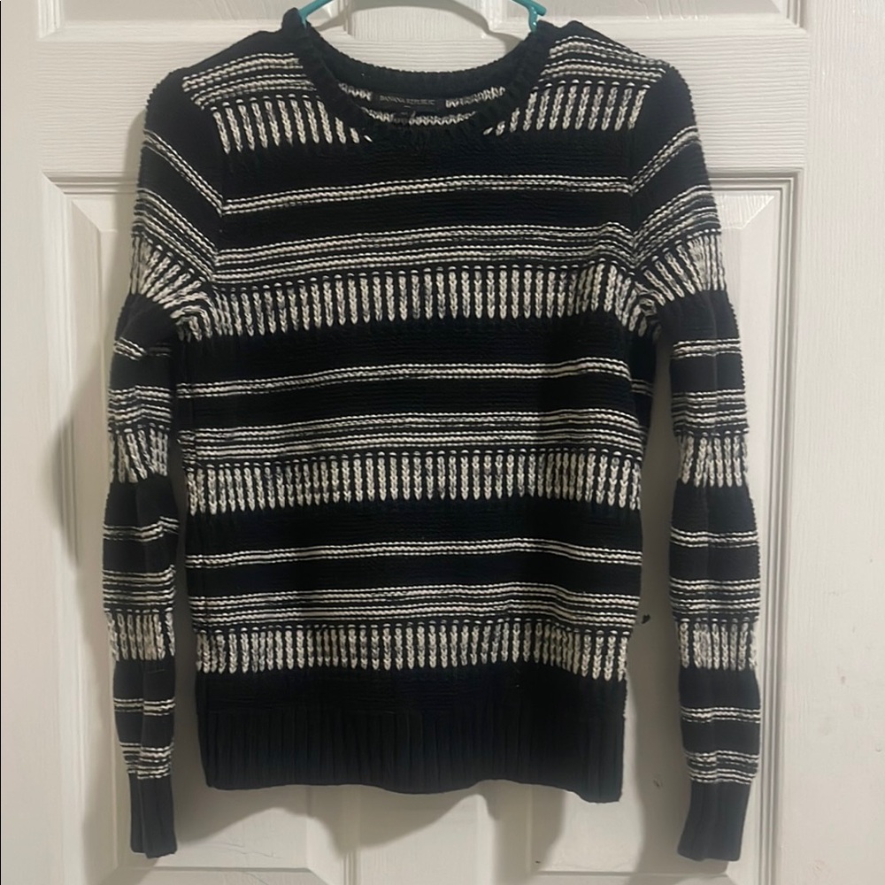 Banana Republic Black and White Striped Sweater